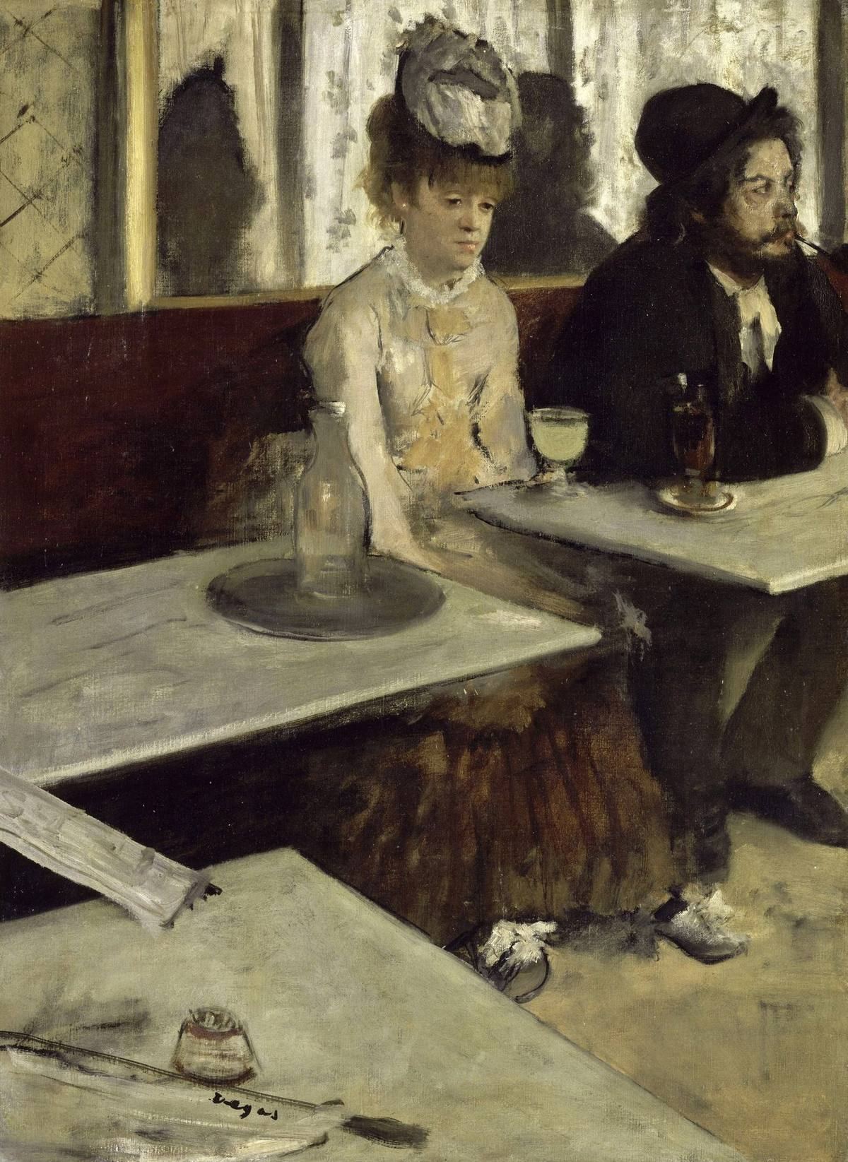 L'Absinthe d'Edgar Degas : couple assis au café de la Nouvelle Athènes, place Pigalle